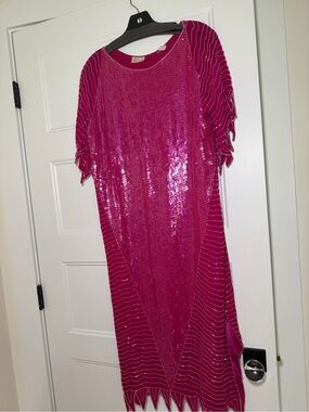 Vintage 80’s/90’s Silk Pink Sequin Midi Dress